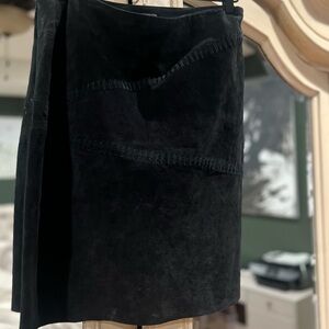 100% Leather Suede Black Skirt